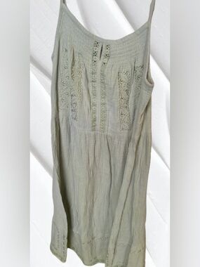 Magaschoni 100% Organic Cotton Embroidered Jade Green Dress Size Small